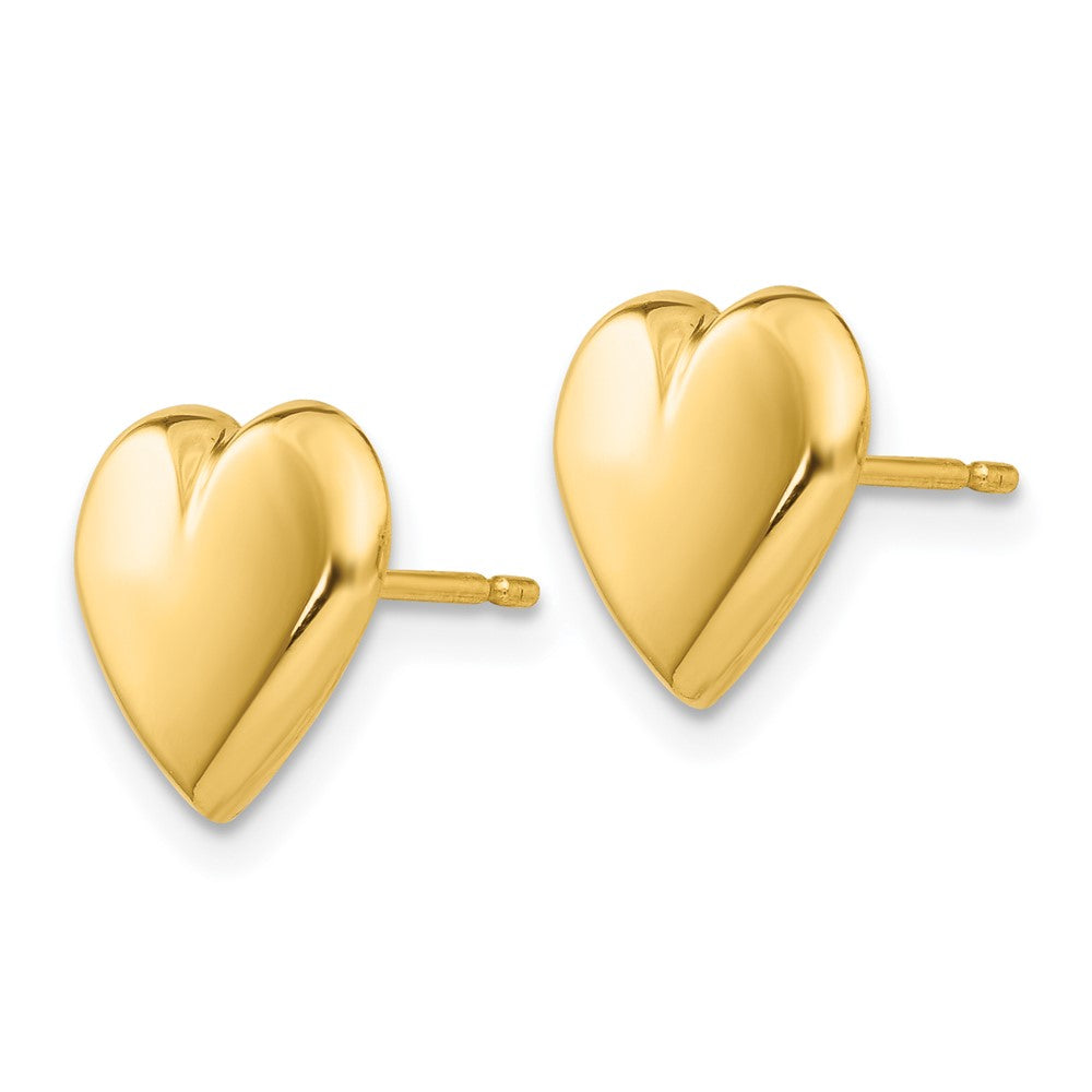 14K Yellow Gold Heart Post Earrings
