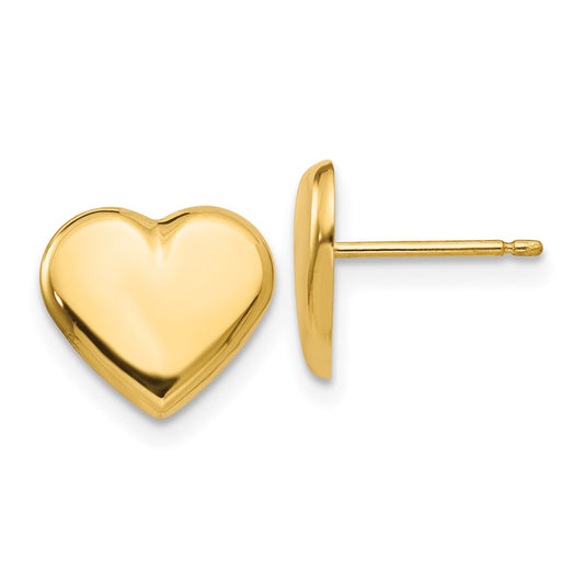 14K Yellow Gold Heart Post Earrings