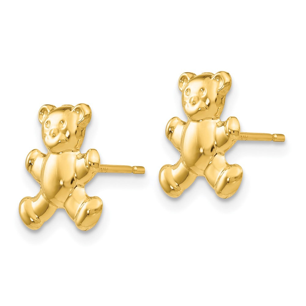 14K Yellow Gold Teddy Bear Post Earrings