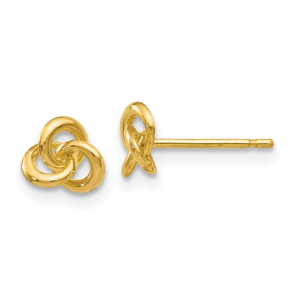 14K Yellow Gold Polished Trinity Knot Post Earrings