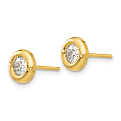 14K Yellow Gold Polished Cz Fancy Post Earrings