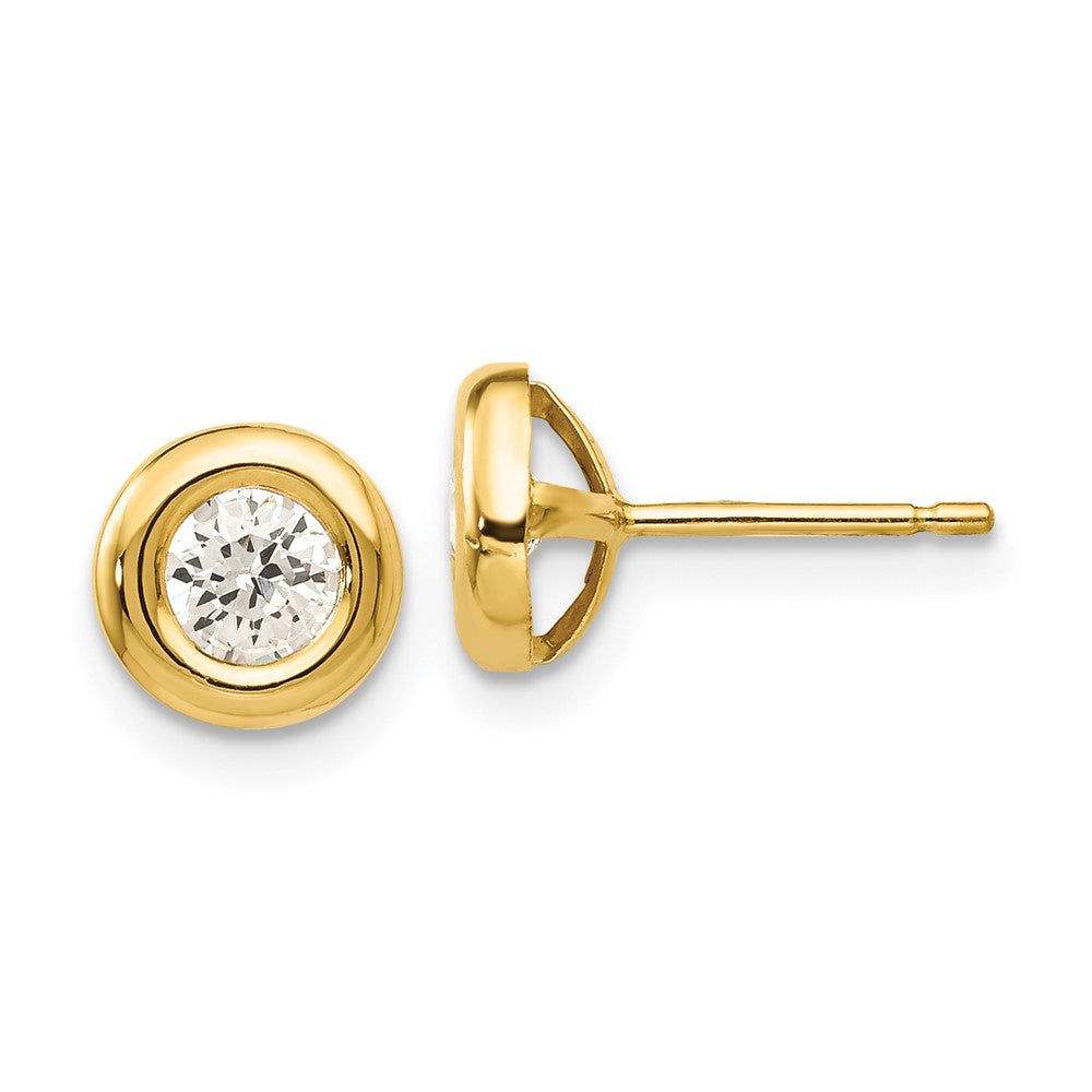 14K Yellow Gold Polished Cz Fancy Post Earrings