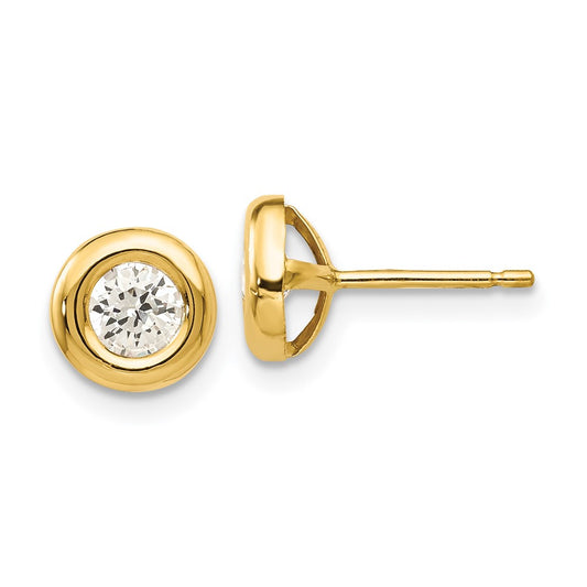 14K Yellow Gold Polished Cz Fancy Post Earrings