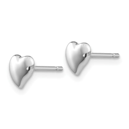 14K White Gold Polished Heart Post Earrings