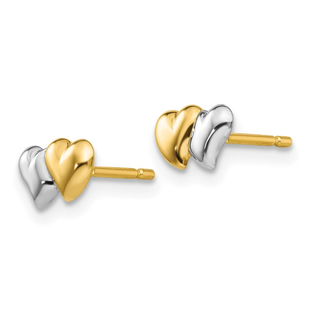 14K Yellow & Rhodium With Polished Heart Post Earrings
