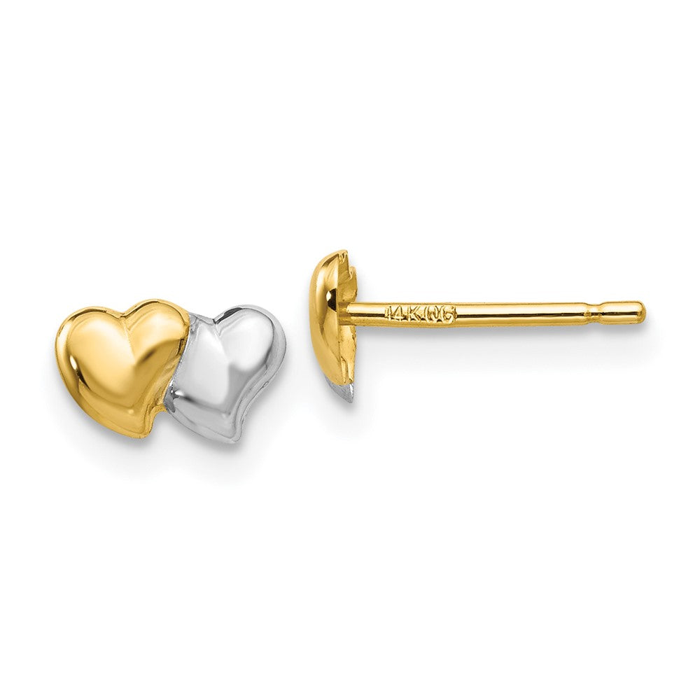 14K Yellow & Rhodium With Polished Heart Post Earrings