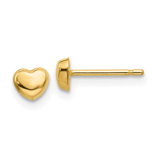 14K Yellow Gold Polished Heart Post Earrings