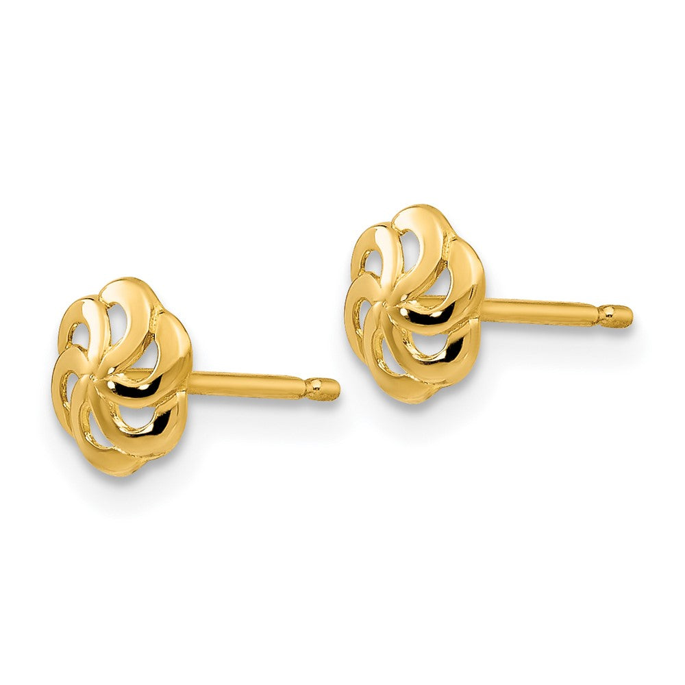 14K Yellow Gold Polished Flower Post Earrings