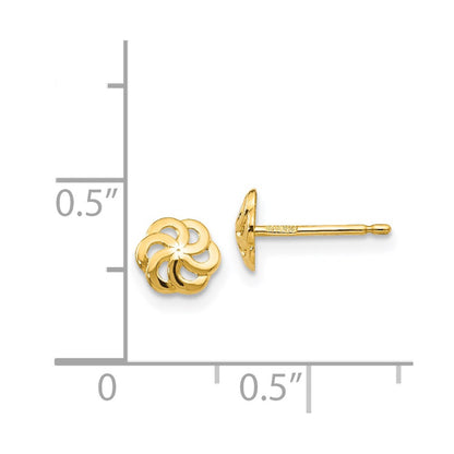 14K Yellow Gold Polished Flower Post Earrings