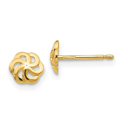 14K Yellow Gold Polished Flower Post Earrings