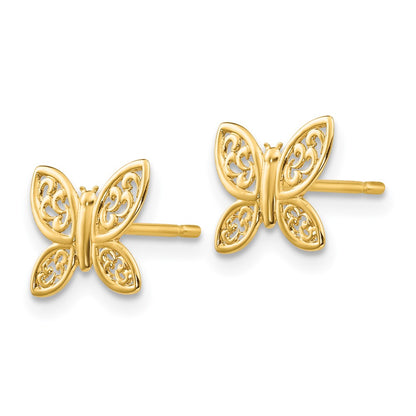 14K Yellow Gold Polished Butterfly Post Earrings