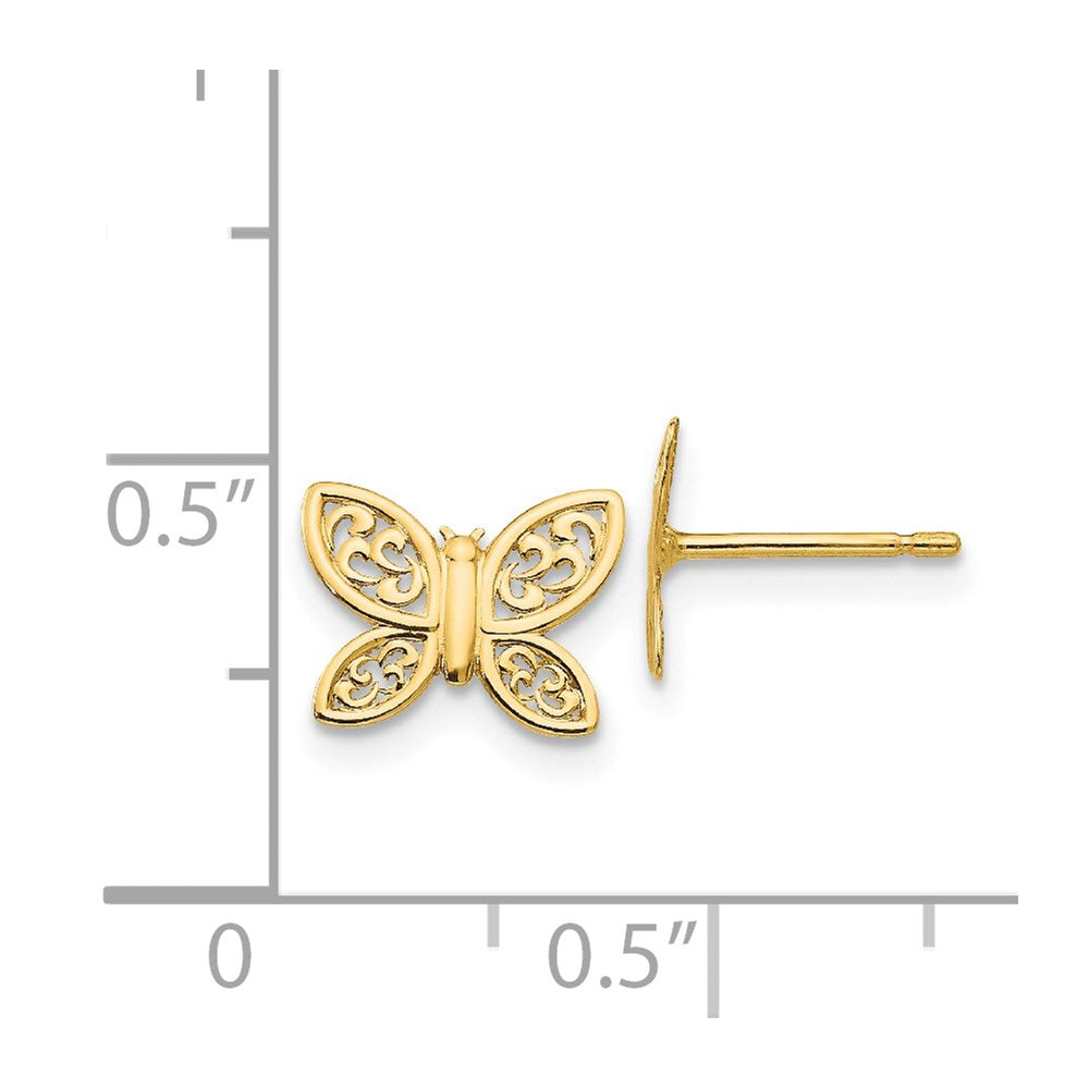 14K Yellow Gold Polished Butterfly Post Earrings