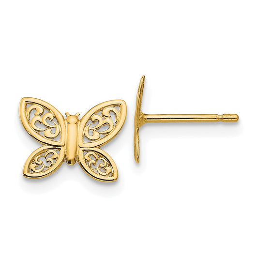 14K Yellow Gold Polished Butterfly Post Earrings
