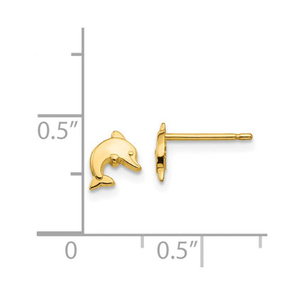 14K Yellow Gold Polished Dolphin Post Earrings