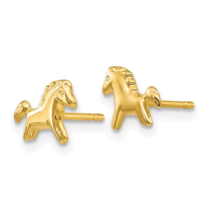 14K Yellow Gold Polished Horse Post Earrings