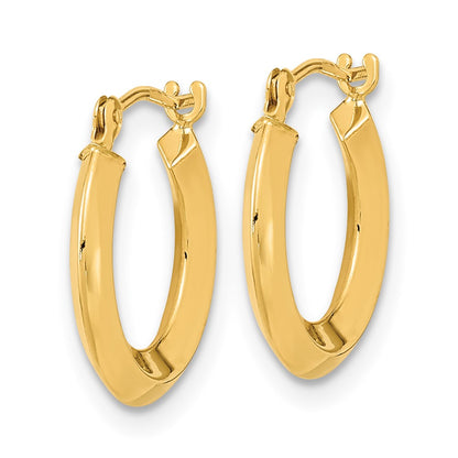 14K Yellow Gold Polished Knife Edge Hoops