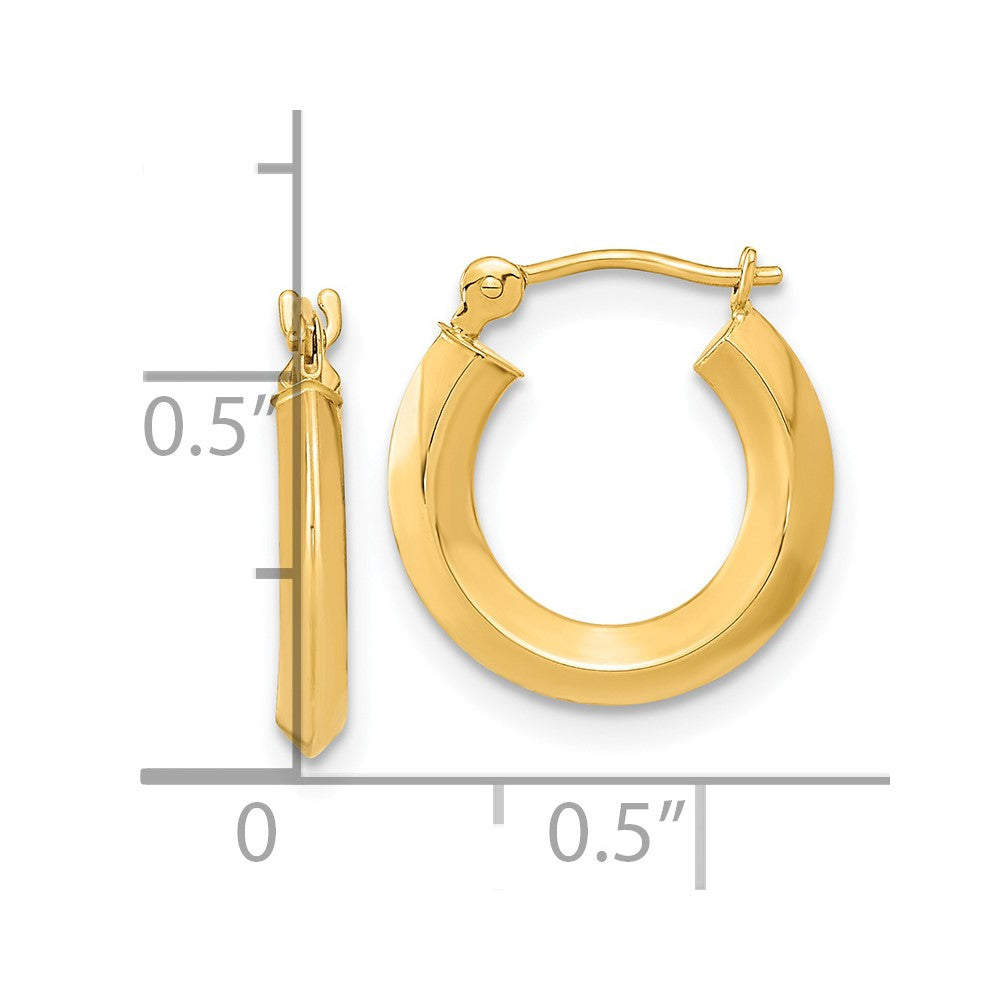 14K Yellow Gold Polished Knife Edge Hoops
