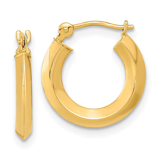 14K Yellow Gold Polished Knife Edge Hoops