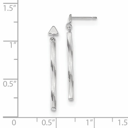 14K White Gold Polished Twisted Dangle Tube Earrings