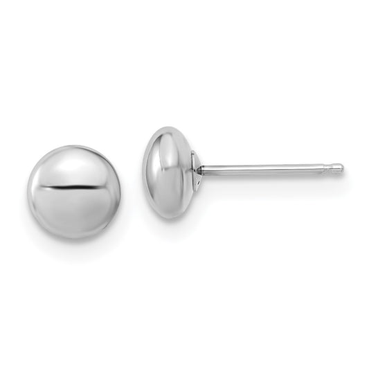 14K White Gold Polished Button Post Earrings