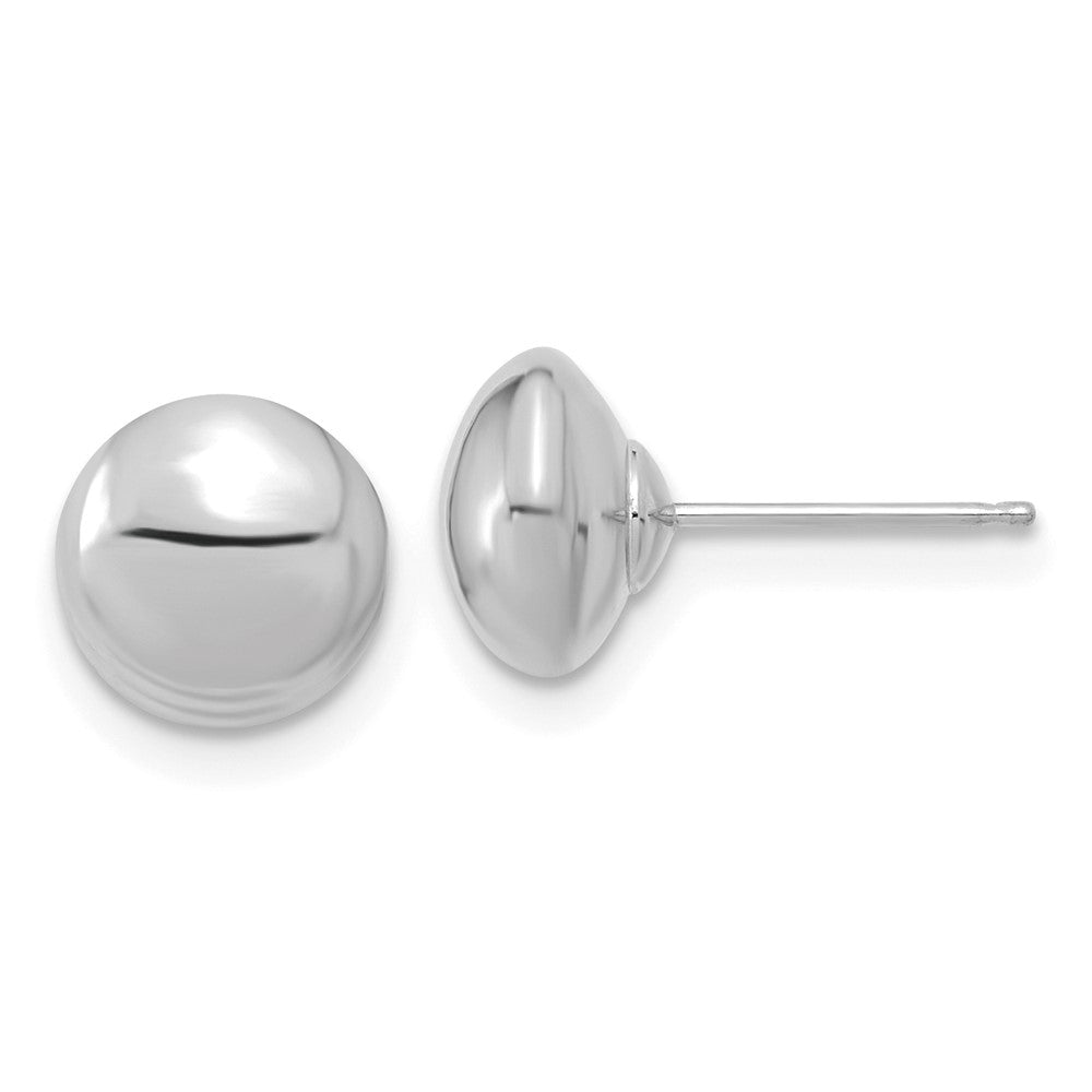 14K White Gold Polished Button Post Earrings