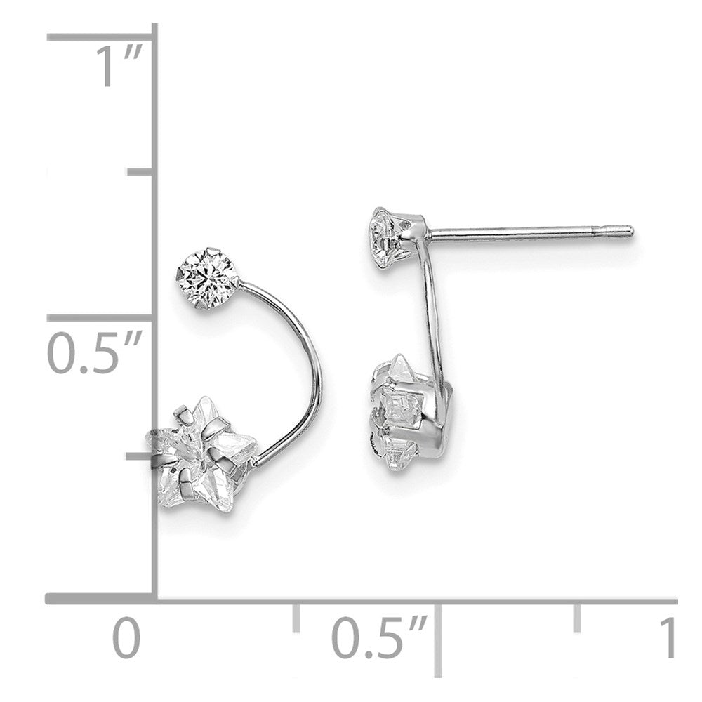 14K White Gold Polished Shooting Star Cz Post Earrings