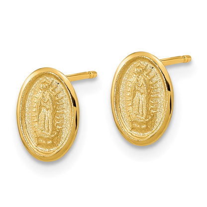 14K Yellow Gold Polished Our Lady Of Guadalupe Post Earrings