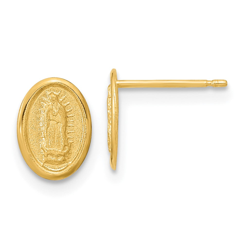 14K Yellow Gold Polished Our Lady Of Guadalupe Post Earrings