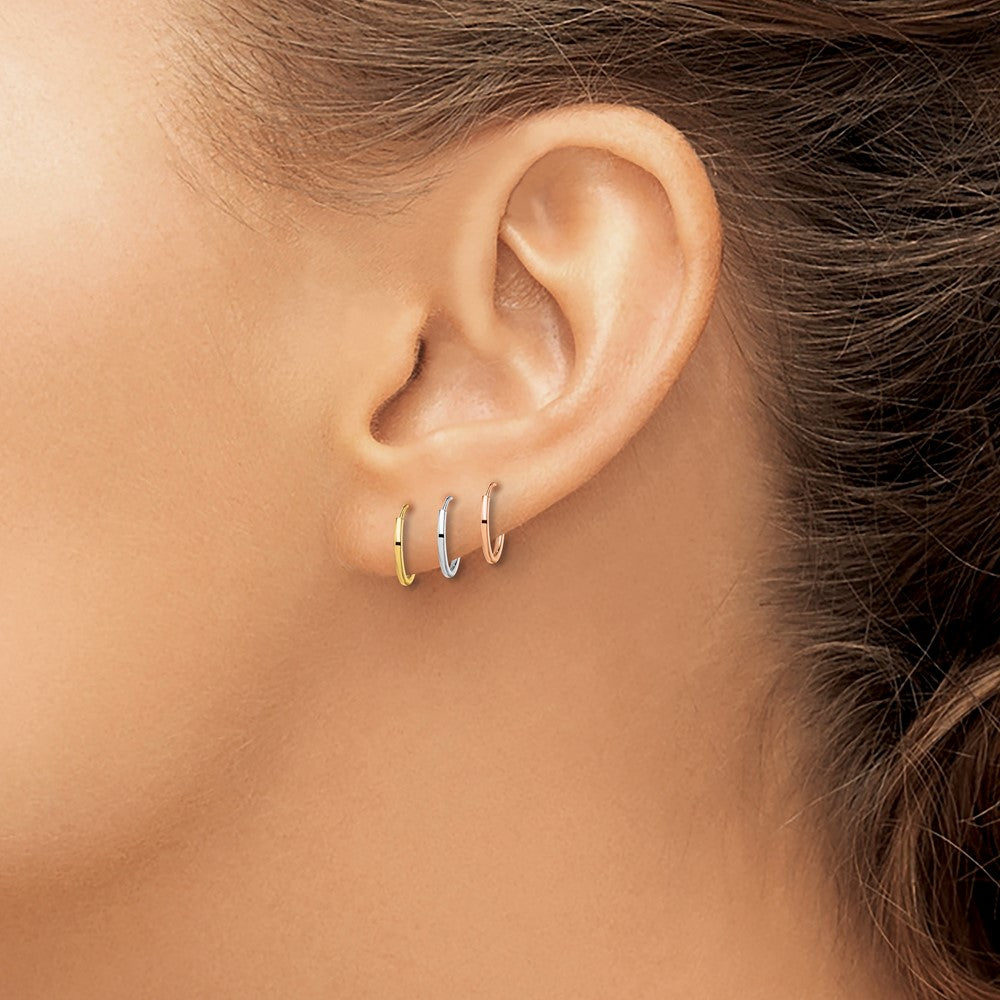 14K Tri Color 3 Pair Hoop Earrings Set