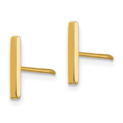14K Yellow Gold Bar And 3mm Ball Post Earrings Set