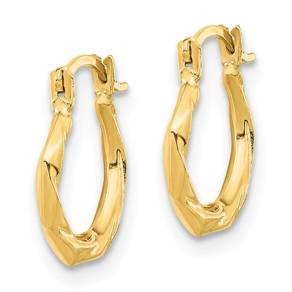 14K Yellow Gold Polished Twist Hoop Earrings