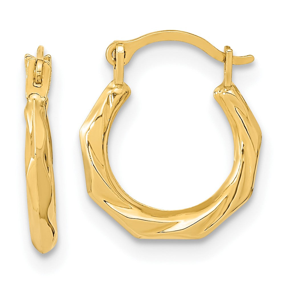 14K Yellow Gold Polished Twist Hoop Earrings