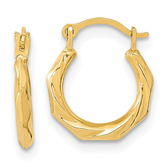 14K Yellow Gold Polished Twist Hoop Earrings
