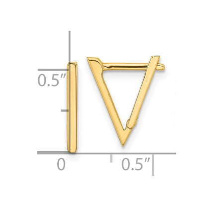 14K Yellow Gold Polished Triangle Hoop Earrings