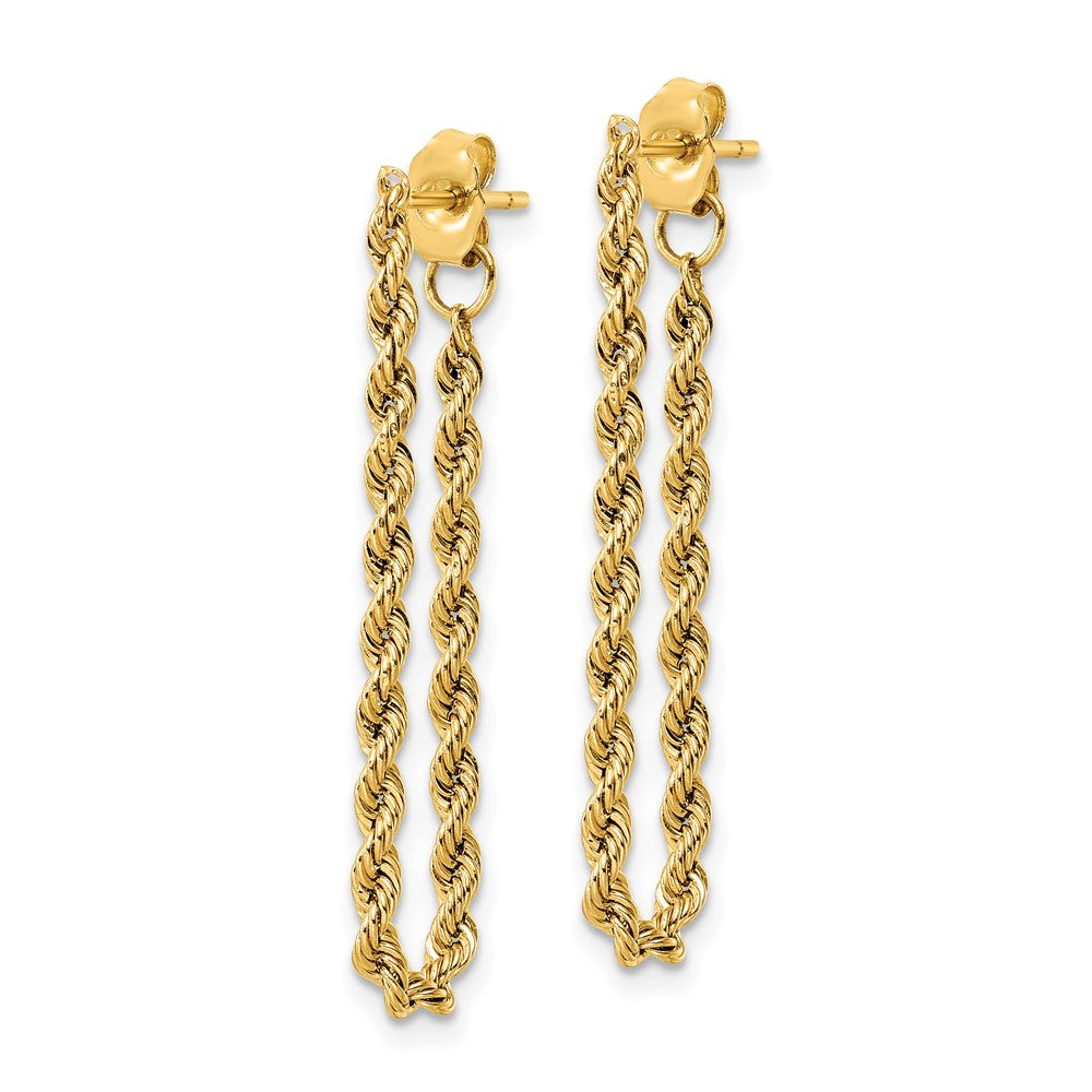14K Yellow Gold Polished Rope Dangle Earrings