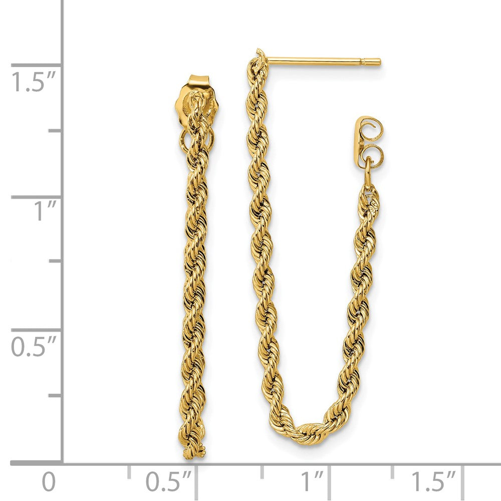 14K Yellow Gold Polished Rope Dangle Earrings