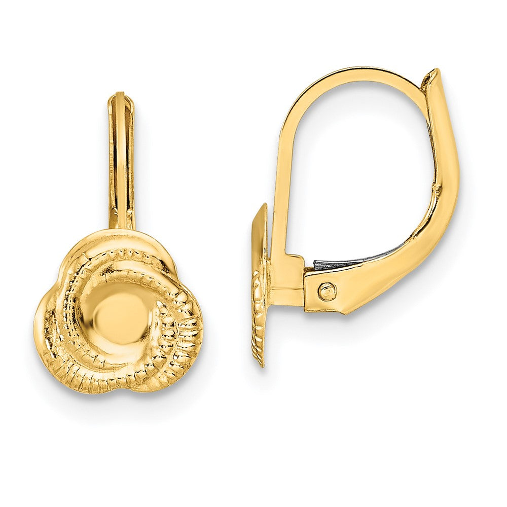 14K Yellow Gold Polished Love Knot Leverback Earrings