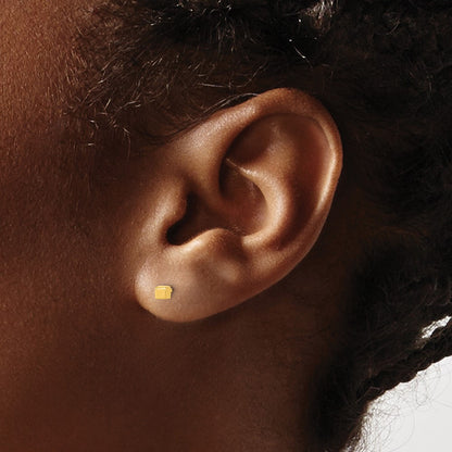 14K Yellow Gold Polished Cube Post Earrings