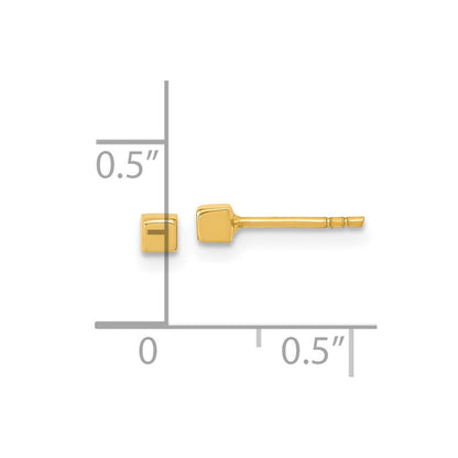 14K Yellow Gold Polished Cube Post Earrings