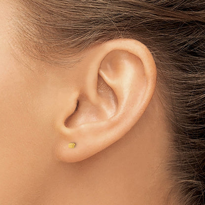 14K Yellow Gold Polished Cube Post Earrings