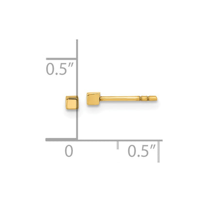 14K Yellow Gold Polished Cube Post Earrings