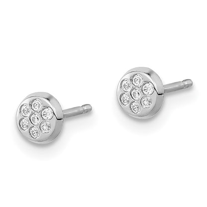 14K White Gold Cz Filled Circle Post Earrings