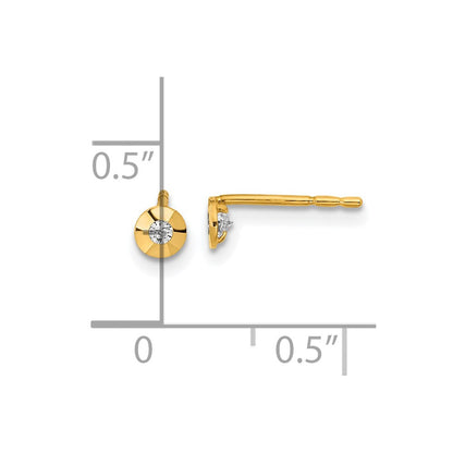 14K Yellow Gold Polished Cz Round Post Earrings