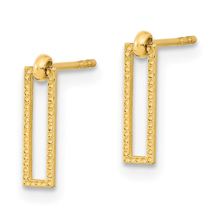 14K Yellow Gold Polished Open Rectangle Dangle Post Earrings