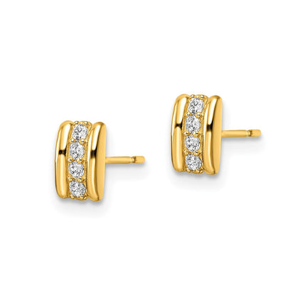 14K Yellow Gold Cz Post Earrings