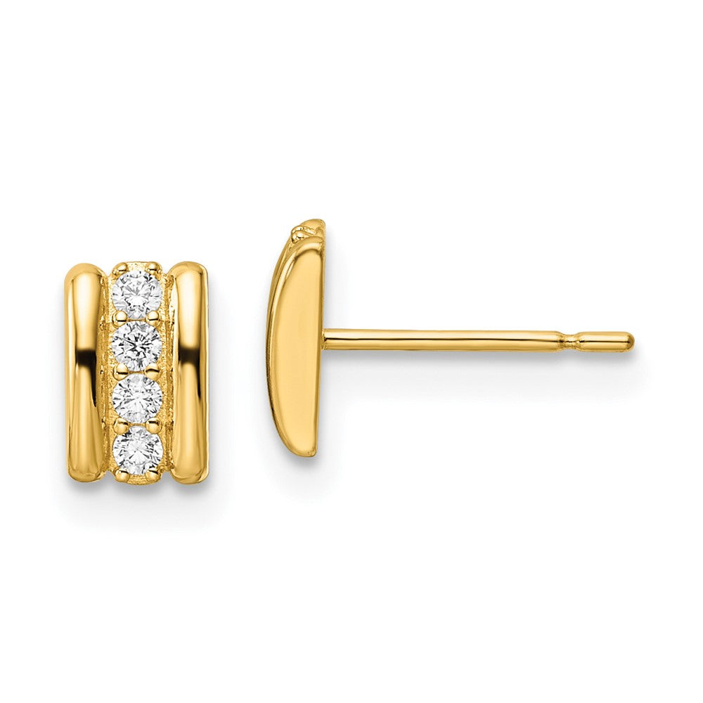 14K Yellow Gold Cz Post Earrings