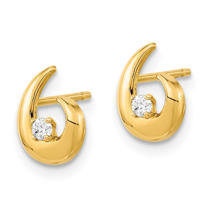 14K Yellow Gold Polished Cz Fancy Post Earrings