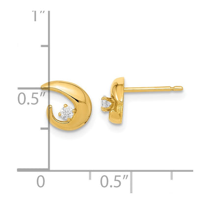 14K Yellow Gold Polished Cz Fancy Post Earrings