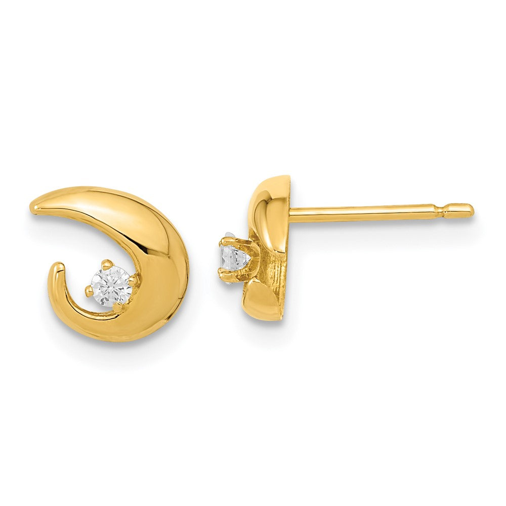 14K Yellow Gold Polished Cz Fancy Post Earrings