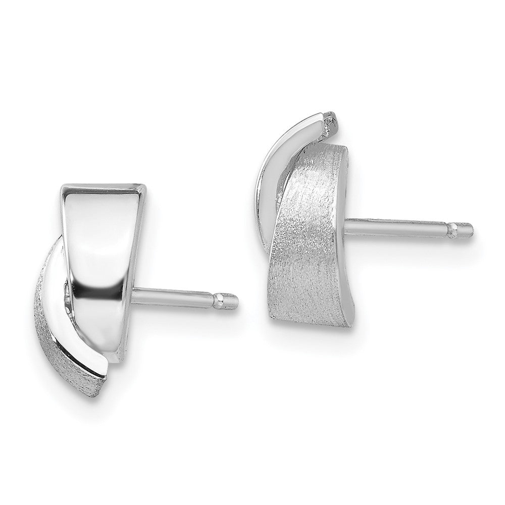 14K White Gold Polished & Satin Fancy Post Earrings